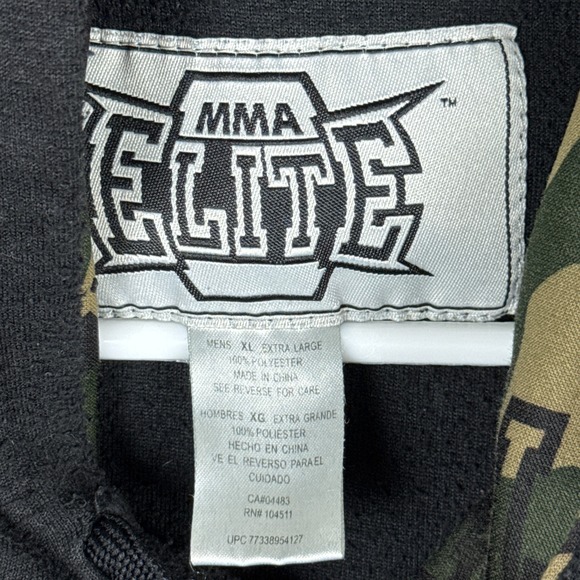 Vintage MMA Elite Hoodie‎ Sweater Mens XL Black Camo Spellout Long Sleeve Y2K - Picture 3 of 8